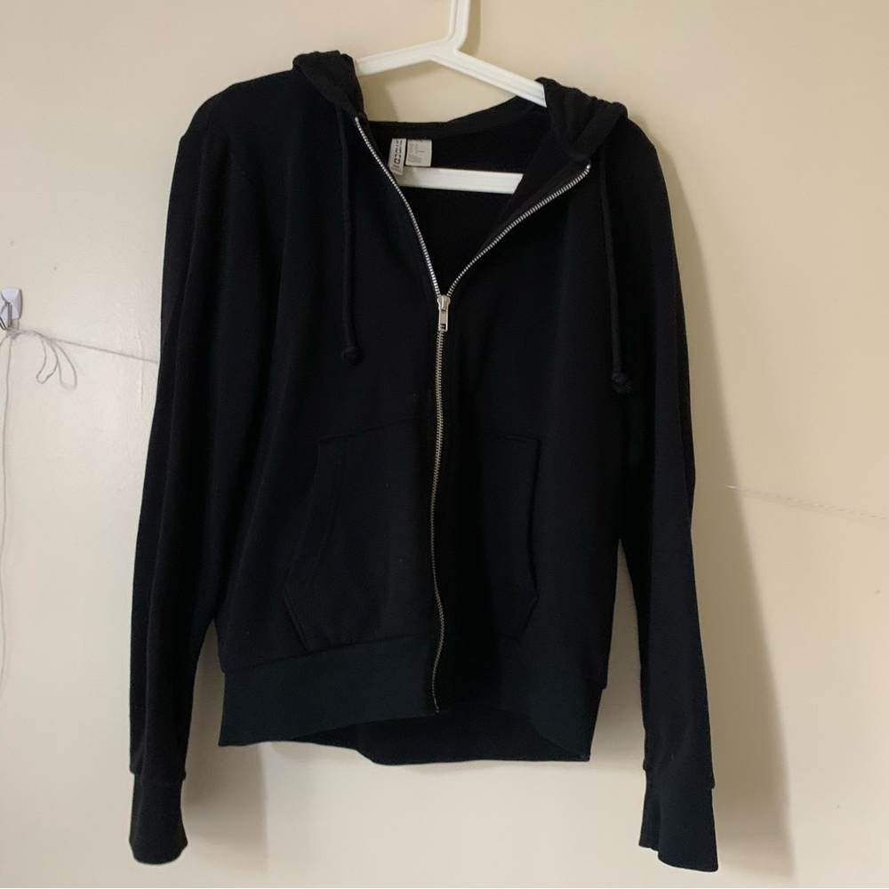 Plain H&M Black Zip Up Hoodie